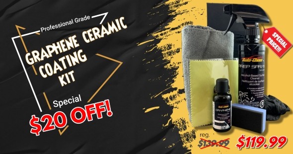 graphene ceramic coating kit with applicator pad and soft cloth promo sale detailer grade